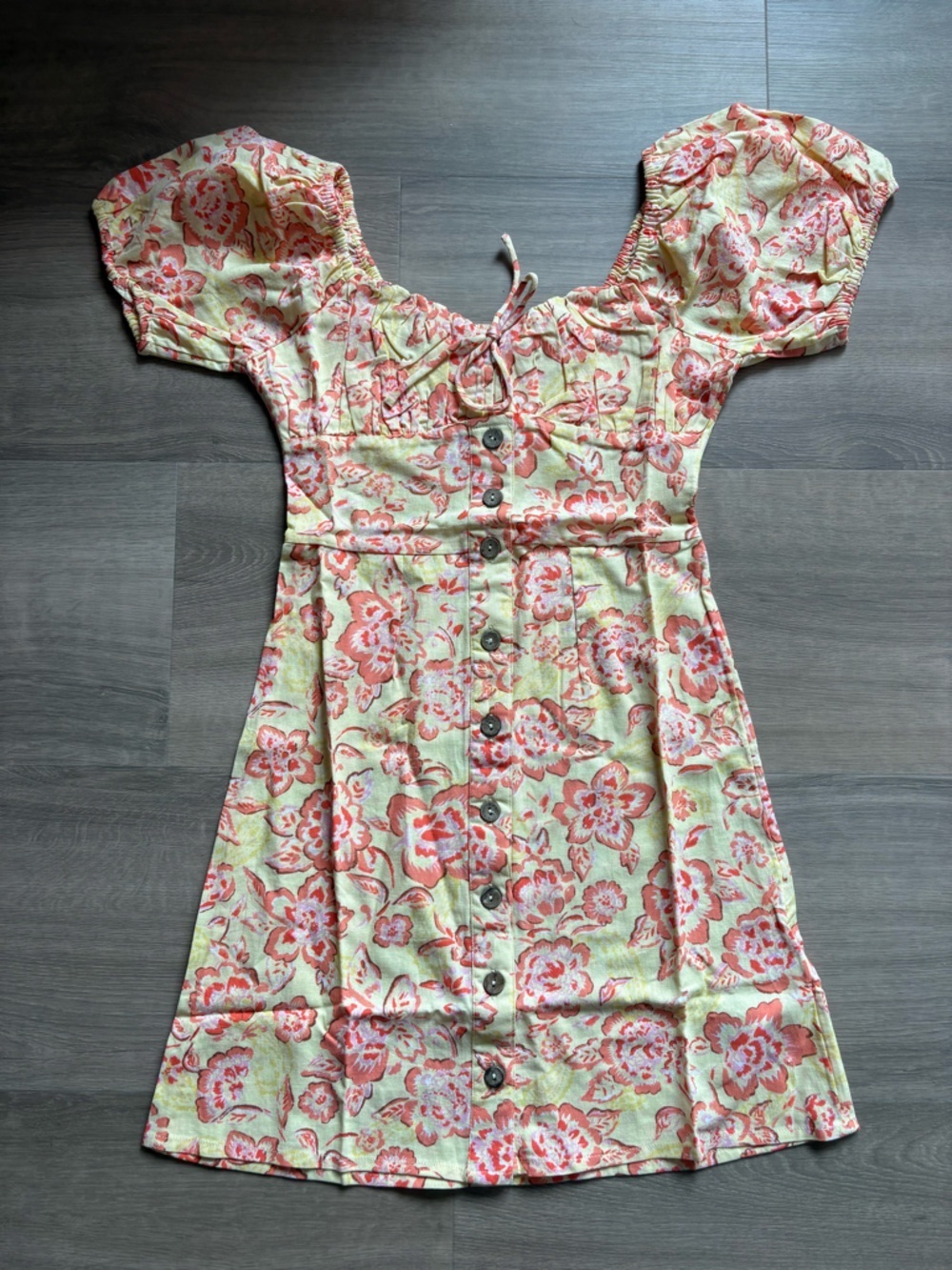 NWT Billabong x Wrangler Western Yellow and Pink Floral Mini Dress Linen size XS
